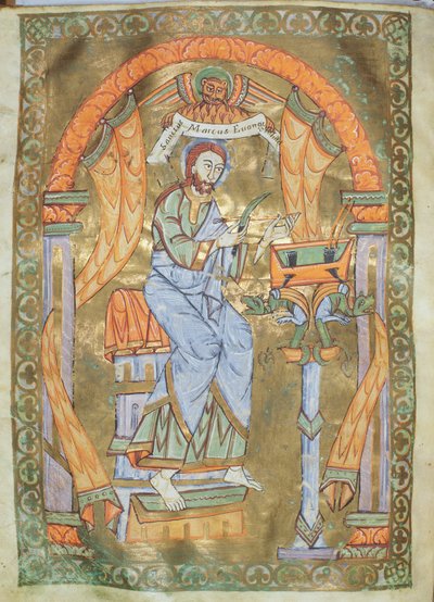 Ms Czart 1207 IV fol 76v St. Mark the Evangelista, The Evangeliarium of the Cathedral of Plock, n. 1075 tekijältä German School