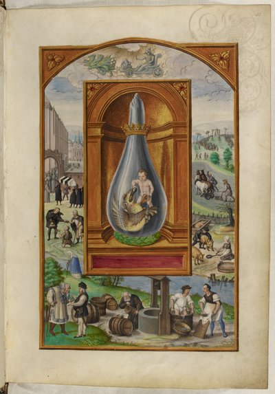 Ms Harley 3469, f.23 Lapsi ja lohikäärme pullossa, neljäs traktaatti, Salomon Trismosinin Splendor Solisista tekijältä German School