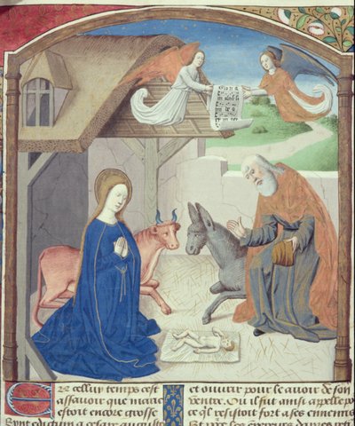 Ms Hunter 36 f.55v Holy Family, Vita Christi, Ludolf of Saxony, n. 1300-7778 tekijältä German School