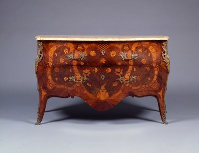 Yksi intarsia- ja parkettipukuparista, n. 1765 (lakattu messinkiin asennettu kingwood, amarantti, tulppaanipuu & bois satine) (katso myös 463023) tekijältä German School