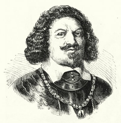 Ottavio Piccolomini, italialainen kenraali Pyhän Rooman valtakunnan armeijassa kolmikymmenvuotisessa sodassa (kaiverrus) tekijältä German School