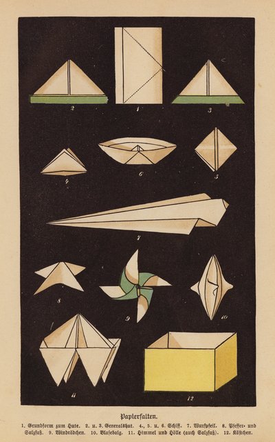 Paperin taittaminen (värillinen litografia) tekijältä German School