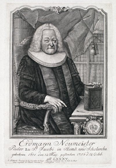 Erdmann Neumeisterin (1671-1756) muotokuva tekijältä German School