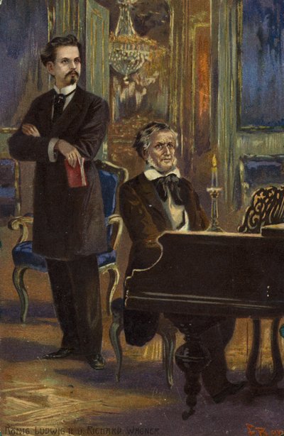 Kuningas Ludwig II:n ja Richard Wagnerin muotokuva tekijältä German School