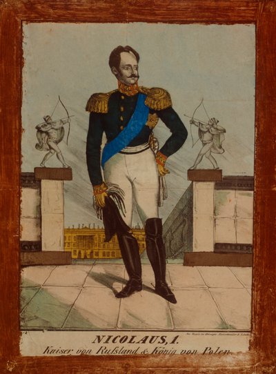Nikolai I:n, Venäjän tsaarin ja Puolan kuninkaan, Neuruppiner Bilderbogenin muotokuva, n. 1850 tekijältä German School