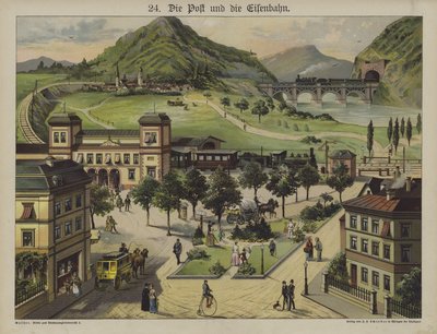 Posti ja rautatiet (väri litho) tekijältä German School