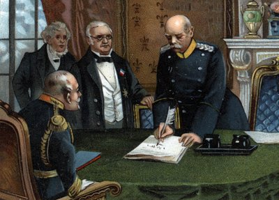 Alustava rauhansopimus 26. helmikuuta 1871 allekirjoitettu Versailles