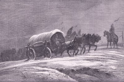 Preussin kenttäposti lumessa, Cassells History of the War of the France ja Saksa julkaisija Cassell and Company Limited, n. 1890 (litho) tekijältä German School