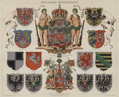 Preussin maakunnan vaakunat (väri litho) tekijältä German School