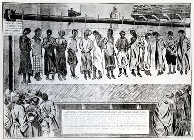 Italian hyökkäystä vuonna 1911 vastustaneiden Tripolin kansalaisten julkinen teloitus Simplicissimus-lehdestä, 1912 tekijältä German School