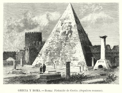 Cestiuksen pyramidi, Gaius Cestiuksen hauta, Rooma (litho) tekijältä German School