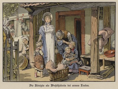 Preussin kuningatar Louise, köyhien hyväntekijä (värilitho) tekijältä German School