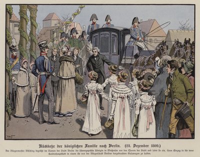 Preussin kuninkaallisen perheen paluu Berliiniin, 23. joulukuuta 1809 (värilitho) tekijältä German School
