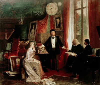 Richard Wagner Franz Lisztin ja Lisztin tyttären Cosiman kanssa tekijältä German School