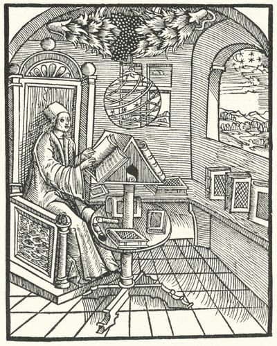 Huoneen sisustus tutkijan kanssa töissä, c1500 tekijältä German School