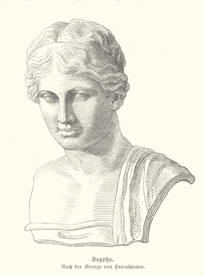 Sappho, antiikin kreikkalainen runoilija (kaiverrus) tekijältä German School