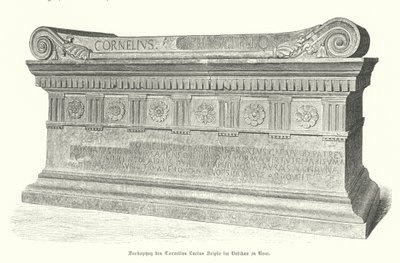 Roomalaisen sotilaan ja konsulin Lucius Cornelius Scipio Barbatuksen sarkofagi Vatikaanissa, Roomassa (kaiverrus) tekijältä German School