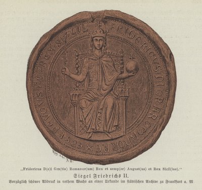 Frederick II:n, Pyhän Rooman keisarin, sinetti (väri litho) tekijältä German School
