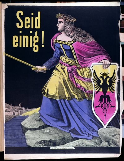 Ole yhtenäinen!, saksalainen isänmaallinen juliste, n.1870 tekijältä German School