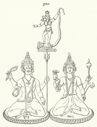 Shiva, Vishnu ja Krishna, hindujumalat (kaiverrus) tekijältä German School