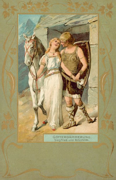Siegfried ja Brunnhilde Gotterdammerungin kohtauksessa (kromoliittinen) tekijältä German School