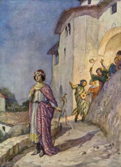 Pyhä Fransiskus ja hänen köyhyysnaisensa (värilitografia) tekijältä German School