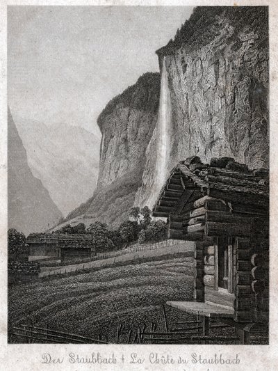 Staubbachin vesiputous. (kaiverrus, n. 1830) tekijältä German School
