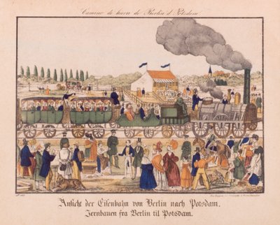 Höyryrautatie Berliinin ja Potsdamin välillä, Neuruppiner Bilderbogen, n. 1840 tekijältä German School