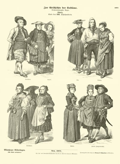 Sveitsiläiset puvut, 1700-luvun loppu (kaiverrus) tekijältä German School