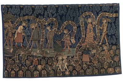 Heinäkuuta kuvaava kuvakudos, n. 1400-25 (villaa ja pellavaa) tekijältä German School