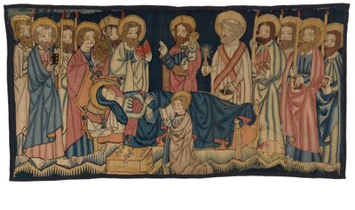 Neitsyen kuolemaa kuvaava kuvakudos, Keski-Rheinlandista, mahdollisesti Trieristä, 1400-luvun puoliväli (villa) tekijältä German School