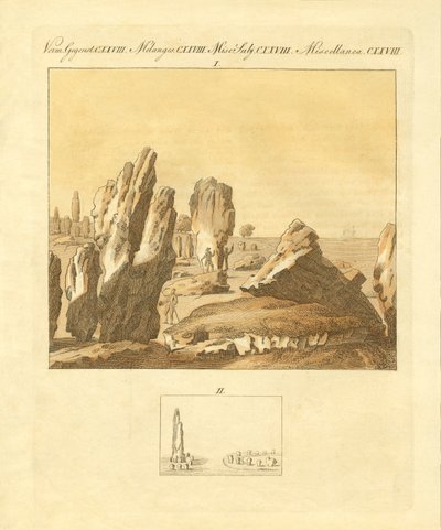 Carnacin kelttiläiset monumentit (värillinen kaiverrus) tekijältä German School