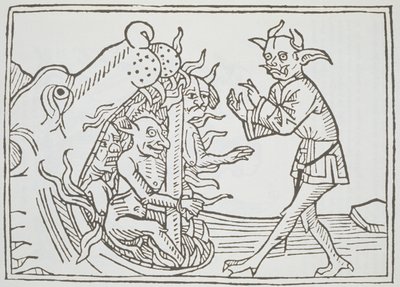 Devil Belial ennen helvetin portteja, Das Buch Belial, julkaistu Augsburgissa, 1473 tekijältä German School