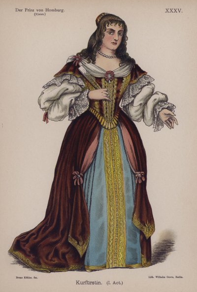 Brandenburgin herttuatar, Heinrich von Kleistin kirjasta Der Prinz von Homburg (Homburgin ruhtinas) (väri litho) tekijältä German School