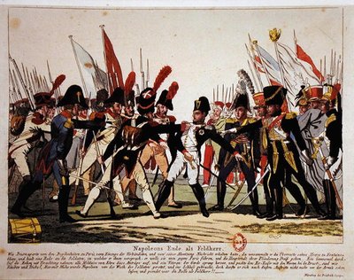 Napoleonin loppu (1769-1821) kenraalina vuonna 1815 (väri litho) tekijältä German School