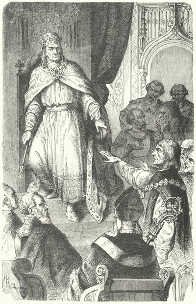 Pyhän Rooman keisari Kaarle IV julkaisi kultaisen bullan vuodelta 1356 (kaiverrus) tekijältä German School