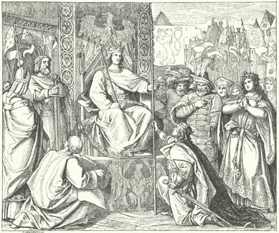 Pyhän Rooman keisari Henrik VII muistaa poikansa John of Bohemia (kaiverrus) tekijältä German School