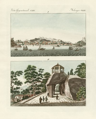 Portugalin siirtomaa Macao Kiinassa (värillinen kaiverrus) tekijältä German School