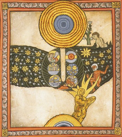 Lunastaja. Miniatyyri Liber Sciviasta, Hildegard of Bingen, n. 1175 (akvarelli pergamentille) tekijältä German School