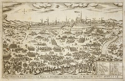 Wienin piiritys vuonna 1529, Paul Furstin (n. 1605–1666) kaiverrettu kuva kirjasta ottomaanien sotatoimista Euroopassa tekijältä German School