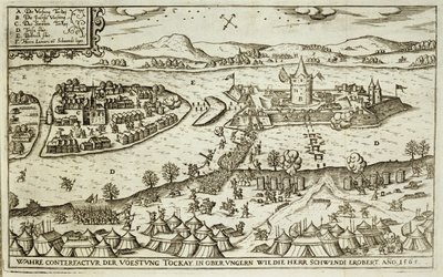 Herr Schwendi vuonna 1565 turkkilaisilta toipunut Tokayn kaupunki, Paul Furstin (n. 1605–1666) kaiverrettu kuva kirjasta ottomaanien kampanjoista Euroopassa tekijältä German School