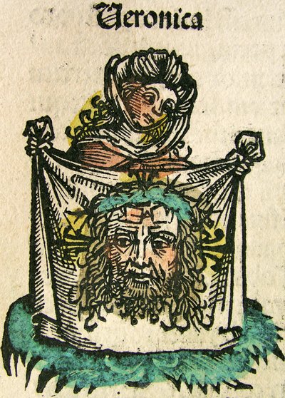 The Veil of Veronica, julkaistu Nürnberg Chroniclessa, 1493 tekijältä German School