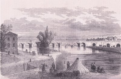 Pariisin puolustaminen - Jonville-sur-Marnen sillan tuhoutuminen, Cassells History of the War Ranskan ja Saksan välillä, julkaisija Cassell and Company Limited, n. 1890 (litho) tekijältä German School