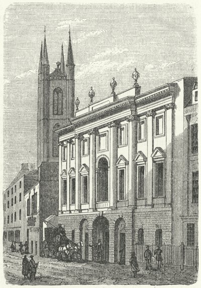 Bank of Englandin alkuperäinen koti, Walbrook, Lontoo (kaiverrus) tekijältä German School