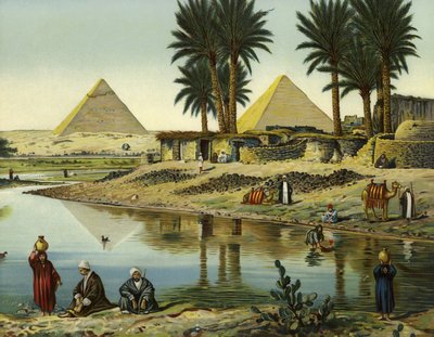 Gizehin pyramidit (chromolitho) tekijältä German School
