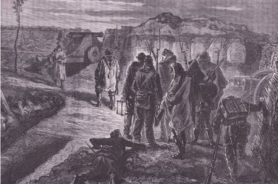 Valleilla Cassells History of the sodan Ranskan ja Saksan välillä, julkaisija Cassell and Company Limited, n. 1890 (litho) tekijältä German School