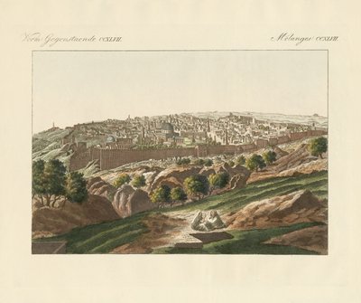 Näkymä Jerusalemiin (värillinen kaiverrus) tekijältä German School