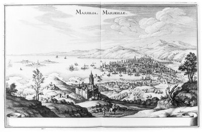 Näkymä Marseillesta, Martin Zeillerin Topographia Galliaesta, julkaistu 1655-61 tekijältä German School