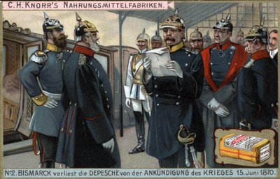 Sota 1870. Preussin kenraali Otto von Bismarck (1815-1898) luki sodanjulistuksen 15. kesäkuuta tekijältä German School