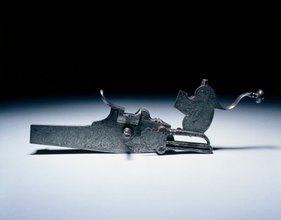 Metsästyskiväärin pyörän lukko, n.1720-40 (teräs) tekijältä German School
